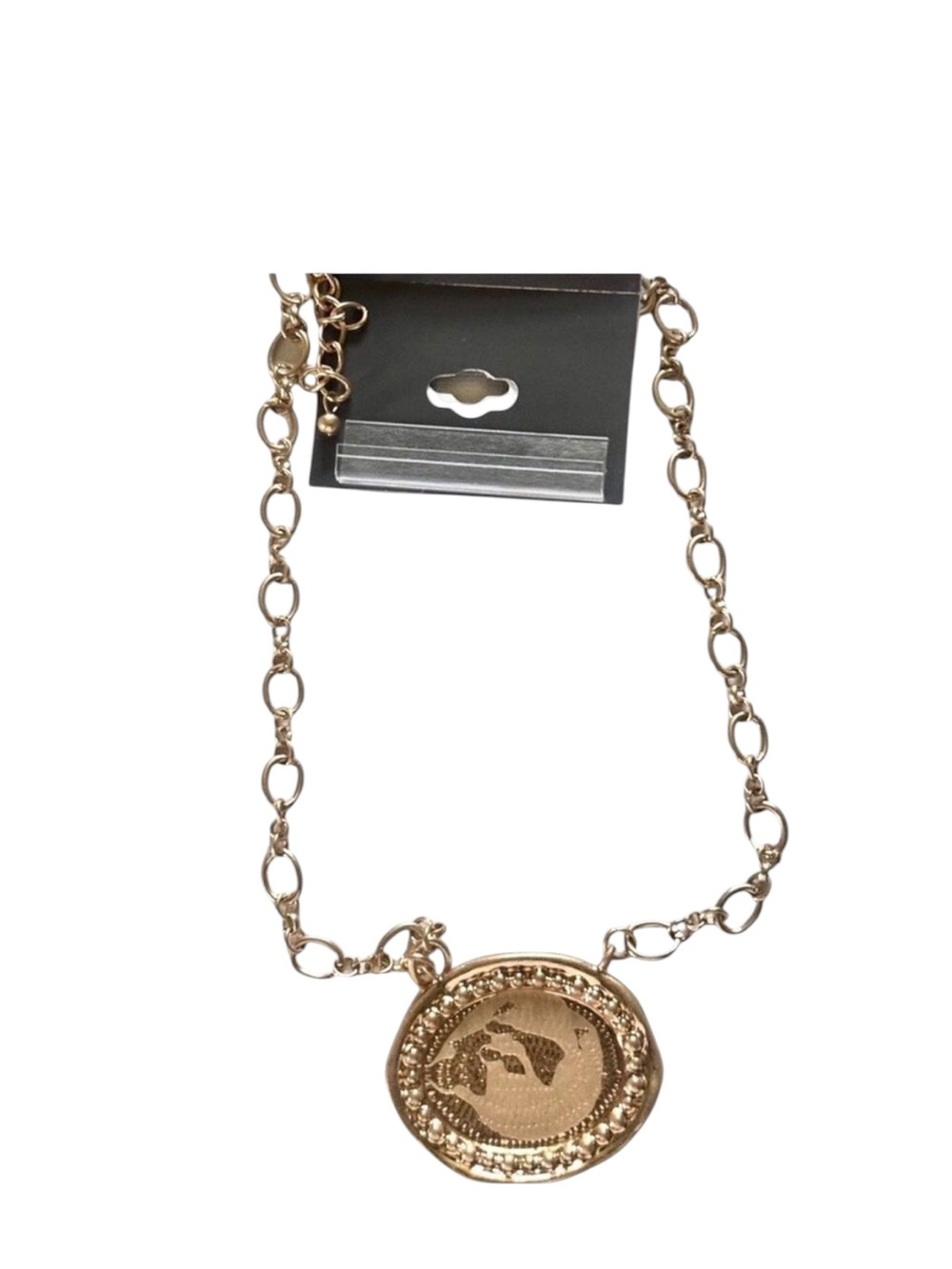 I.N.C. Gold-Tone Embossed Coin Medallion Statement Necklace
